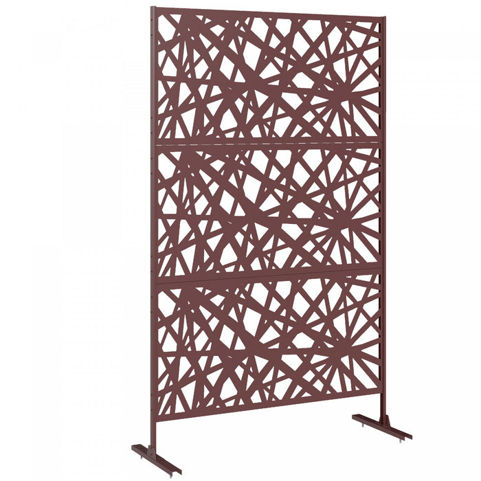 Outsunny Outdoor Privacy Screen, Freestanding Outdoor Divider, Dark Brown