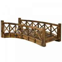 Outsunny 4ft Wooden Garden Bridge With Guardrails, Arc Footbridge, Stained