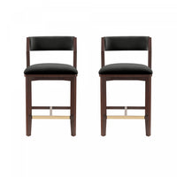 Patricia Modern Wood Upholstered Counter Stool in Black - Set of 2 