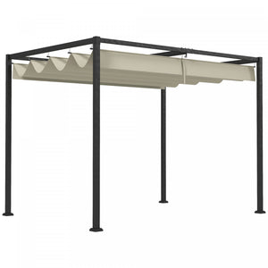 Outsunny 10' X 7' Patio Pergola With Retractable Canopy, Cream White