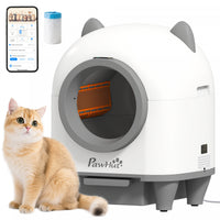 PawHut Automatic Cat Litter Box, 80L Extra Large Self Cleaning Litter Box for Multiple Cats with App Control, Odor Isolation, Safety Protection, Anti-Pinch, 1 Roll Garbage Bag