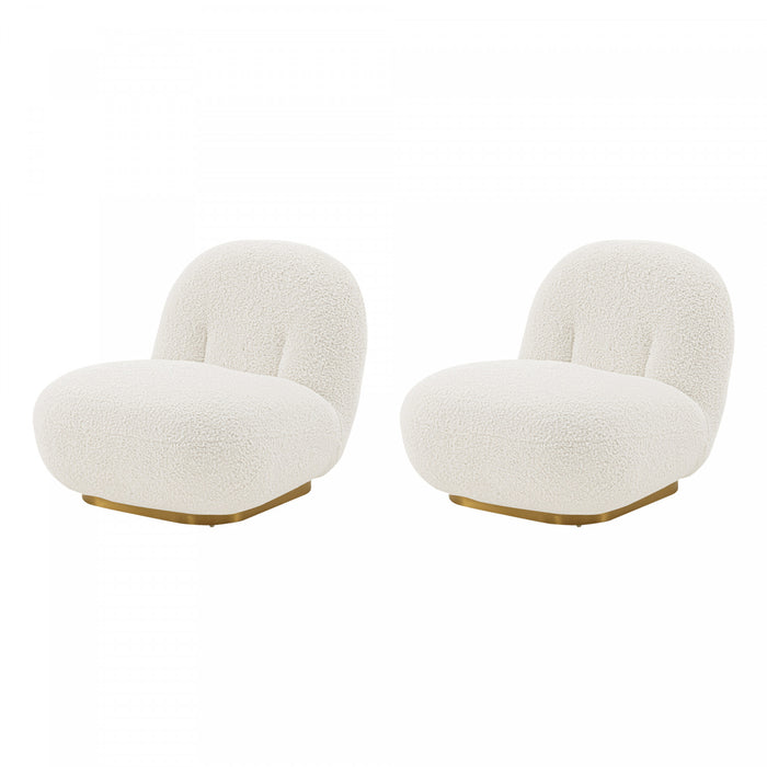 Edina Modern Boucle Lounge Chair in White - Set of 2