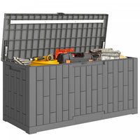 Outsunny 120 Gallon Resin Deck Box, Lockable Outdoor Storage Box