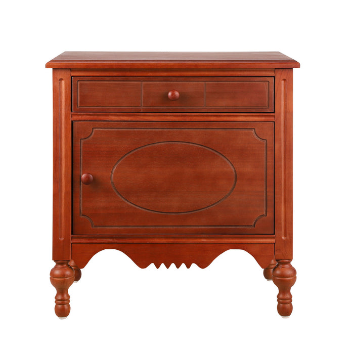 Amelia Vintage 24\" Nightstand with Carved Drawer and Cabinet,Brown