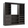 Bestar Versatile 86 W Closet Organization System with Drawers - Walnut Grey