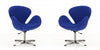Raspberry Modern Upholstered Swivel Lounge Chair in Blue - Set of 2 Accent Chair