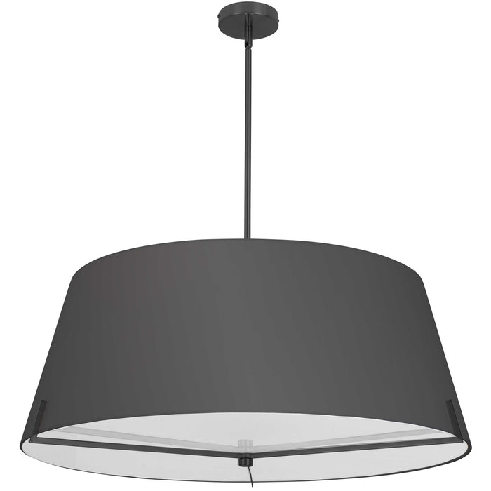 Dainolite Preston 4 Light Pendant 33\" Dia Matte Black Black Fabric Shade Lamp
