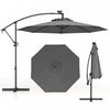 Costway 10FT Patio Offset Umbrella Sun Shade Solar Powered LED 360° Rotation Gray