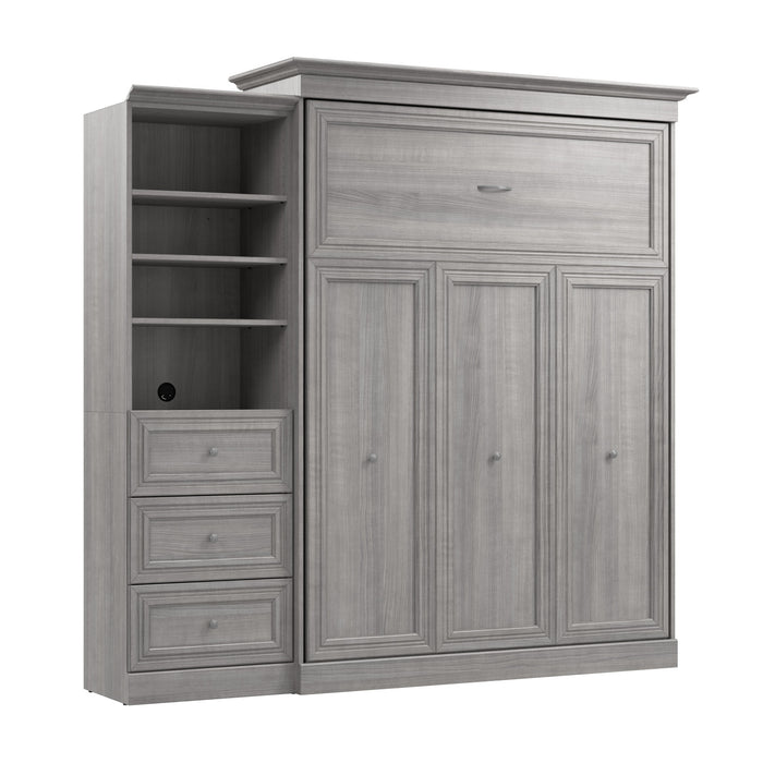 Bestar Versatile Queen Murphy Bed and Closet Organizer with Drawers (92 W) - Platinum Grey