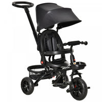 Qaba Baby Tricycle 4 In 1 Trike W/ Reversible Angle Adjustable Seat Removable Handle Canopy Handrail