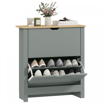 HOMCOM Narrow Shoe Cabinet for Entryway w/ 2 Flip Drawers Adjustable Shelf