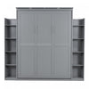 Glenn Engineered Wood Murphy Bed With Shelves And Led Lighting, Queen Size, Grey