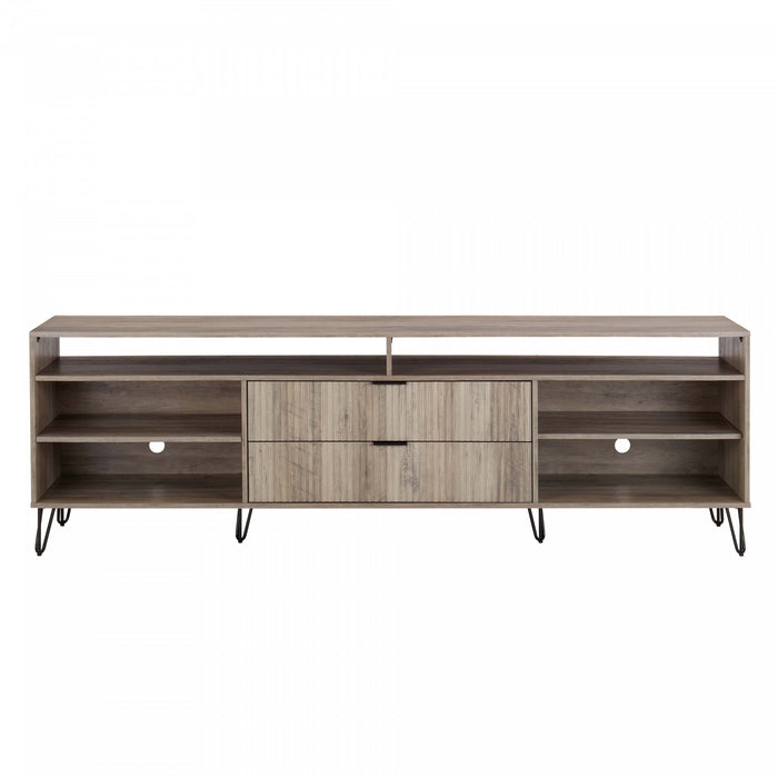 Dumbo Modern 85\" Fluted TV Stand in Golden Brown