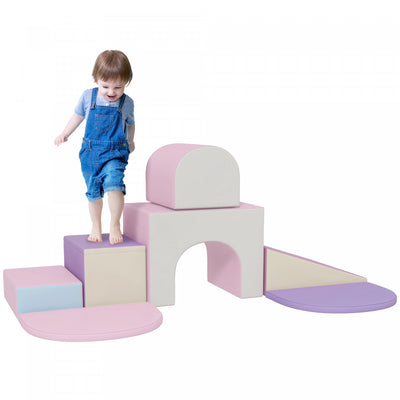 Qaba 7-piece Soft Play, Foam Climbing Blocks For Toddlers, Kids' Educational Climbing Crawling Toys,|Qaba 7 Pieces, Jeu En Mousse, Escaliers Et Rampes Pour Enfants, Logiciels Educatifs Colores, Jouets
