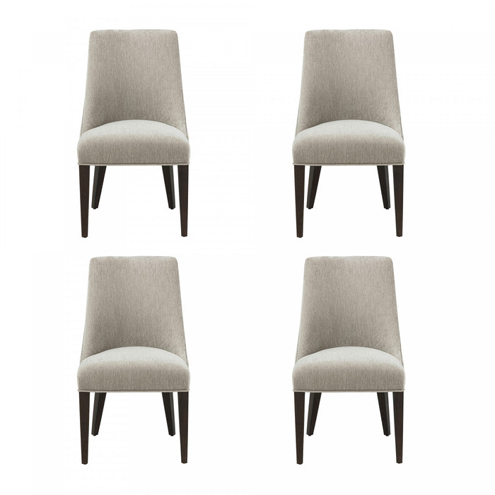 Beever Modern Chenille Wood Dining Chair in Taupe - Set of 4