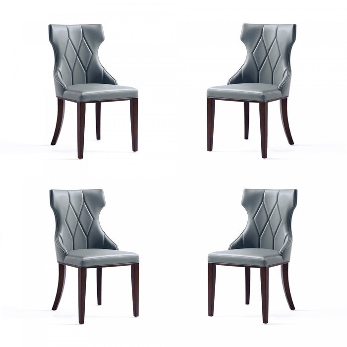Reine Traditional Wood Upholstered Dining Chair in Gray - Set of 4