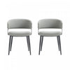 Luce Modern Textured Vegan Leather Metal Dining Chair in Stone Gray - Set of 2