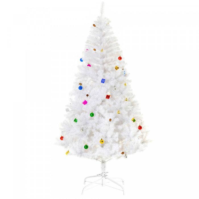 Homcom 6ft Artificial Christmas Tree With Ornament And 930 Branch Tips