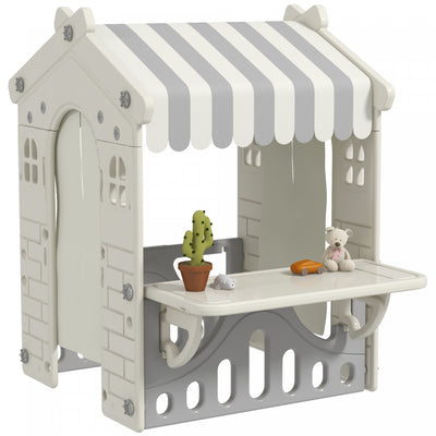 Qaba Kids Playhouse, Indoor Sleek Play House Cottage Pretend Role Games For Children, With Arched Do|Qaba Maison De Jeux Pour Enfants, Maison De Jeu Interieure Elegante, Jeux De Role Pour Enfants, Avec