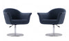 Voyager Modern Woven Blend Swivel Lounge Chair in Smokey Blue - Set of 2