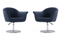 Voyager Modern Woven Blend Swivel Lounge Chair in Smokey Blue - Set of 2 