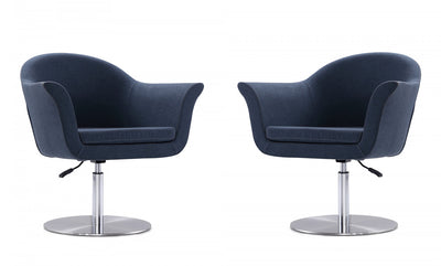 Voyager Modern Woven Blend Swivel Lounge Chair in Smokey Blue - Set of 2 | Fauteuil pivotant moderne tisse Voyager en melange de tissus, bleu fume - Lot de 2