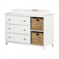 Balka Changing table with removable rim, drawers, and open storage Pure White - South Shore Changing Table 