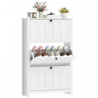 HOMCOM Narrow Shoe Cabinet with 3 Flip Drawers, Shoe Storage Cabinet, White