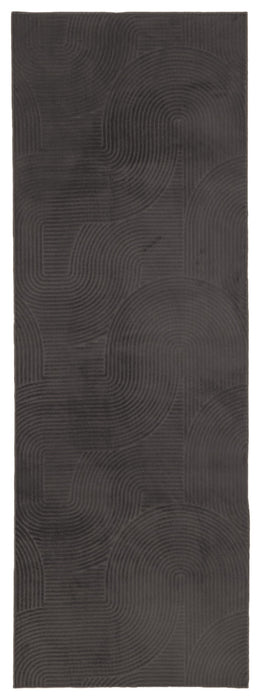 Elion Contemporary Charcoal Washable Rug 1'10\" x 6'0\" Indoor Area Rug