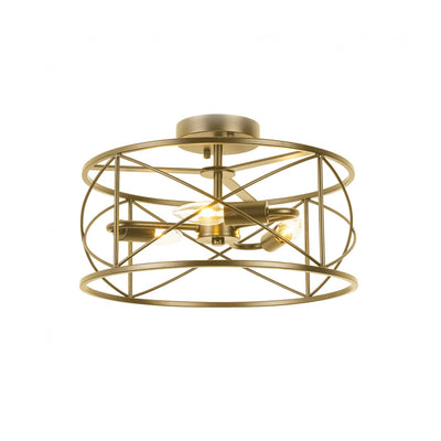 Dainolite Calah 3 Light Semi-flush Mount Incandescent Aged Brass Lamp|Plafonnier semi-affleuré Calah de Dainolite avec fini laiton vieilli et 3 ampoules incandescentes