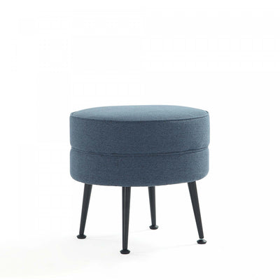 Bailey Mid-Century Modern Upholstered Accent Ottoman in Blue | Bailey Pouf d’Appoint Rembourre Style Mid-Century Moderne en Bleu