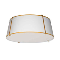 Dainolite Trapezoid 4 Light Flush Mount Tapered Drum Shaped Gold/White Shade White Fabric Diffuser Lamp