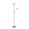 Ardelo Floor Lamp w/ Gooseneck Reading Light, Brushed Nickel, 71.5"H | Ardelo Lampadaire avec lampe de lecture a col de cygne, Nickel brosse, 71,5 po H