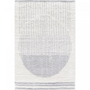 Paris Circle Cream Shag Area Rug - 6'7