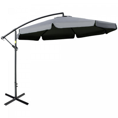 Outsunny 11ft Offset Hanging Patio Umbrella Cantilever Umbrella, Dark Grey