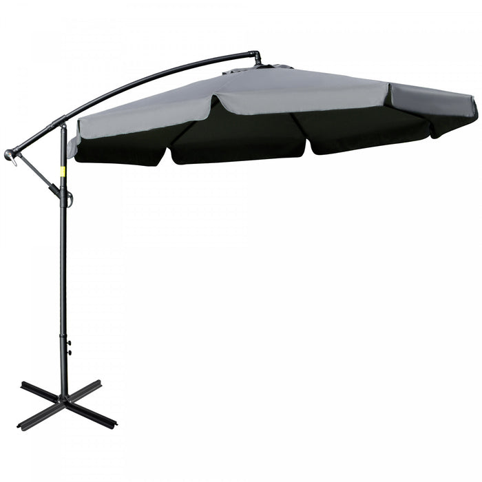 Outsunny 11ft Offset Hanging Patio Umbrella Cantilever Umbrella, Dark Grey
