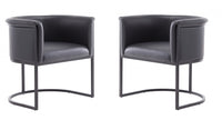 Cosmopolitan Mid-Century Modern Vegan Leather Metal Dining Chair in Black - Set of 2