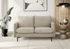 Upholstered Love Seat, 58\" L, Beige Fabric, Black Metal Legs Loveseat