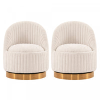 Leela Modern Chenille Swivel Lounge Chair in Cream - Set of 2 Accent Chair