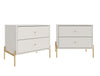 Jasper Modern 25\" Nightstand in Off White (2-Drawer) - Set of 2