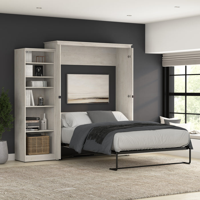 Bestar Key West Queen Murphy Bed with Closet Organizer (94 W) - Linen White Oak