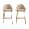Gracie Modern Metal Upholstered Barstool in Tan and Gold - Set of 2