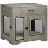 Pawhut 32in Dog Crate Furniture With Cushion, 2 Doors, Dog Kennel End Table With Storage, Indoor Dog Cage For Small Medium Dogs, Grey