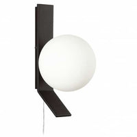 Dainolite Valemont 1 Light Wall Sconce Small Matte Black Opal White Glass Lamp