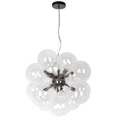 Dainolite Comet 6 Light Chandelier Matte Black Clear Glass Lamp|Lustre Comet de Dainolite en verre transparent, avec fini noir mat et 6 ampoules