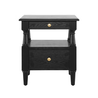 Emma 2-Drawer Wooden Bedroom Nightstand with Non-Slip Feet, Black  