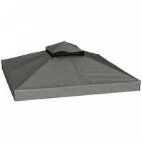 10' x 10' Double Tier Gazebo Replacement Canopy Cover, UPF30+, Dark Grey