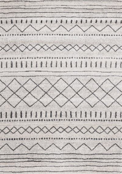 Emmett Cream Grey Tribal Inspired Frieze Rug, 7'10" x 10'6" Indoor Area Rug | Tapis Emmett frise a inspire de tribal gris, 7'10" x 10'6"
