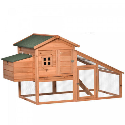 Pawhut 69" Chicken Coop Wooden Hen House Rabbit Hutch Poultry Cage Pen Outdoor Backyard With Outdoor|Pawhut 69" Poulailler En Bois Poulailler Pour Poules Clapier A Lapins Cage Pour Volailles Enclos Pou