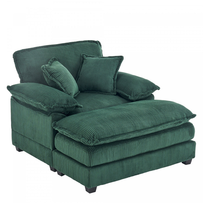 Liam 46.9\" Modern indoor corduroy sofa with 2 soft cushions ,Green Sofa